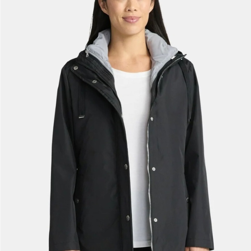 BIG CHILL Womens 2 In 1 Jacket Size Small Hood Black & Gray Removable Vest New